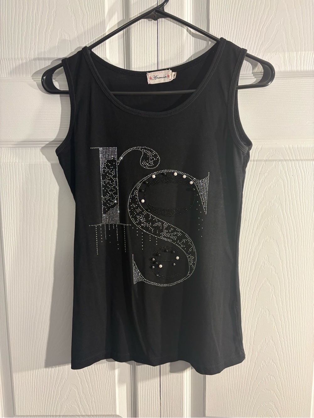Aronia Black Y2K Rhinestone Bead Graphic Tank Top Size S (A2)